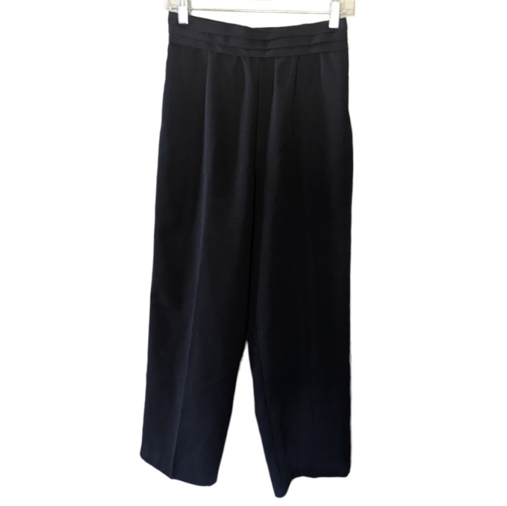 Vintage Cropped Dress Pants 26 Waist Formal Pleated Waist Black Straight Leg